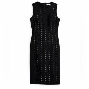 Calvin Klein Black Gold Studded Sleeveless Midi Dress